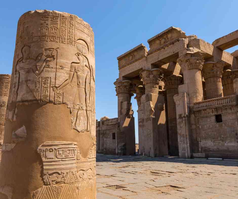 Inner hypostyle hall columns inside Edfu Temple