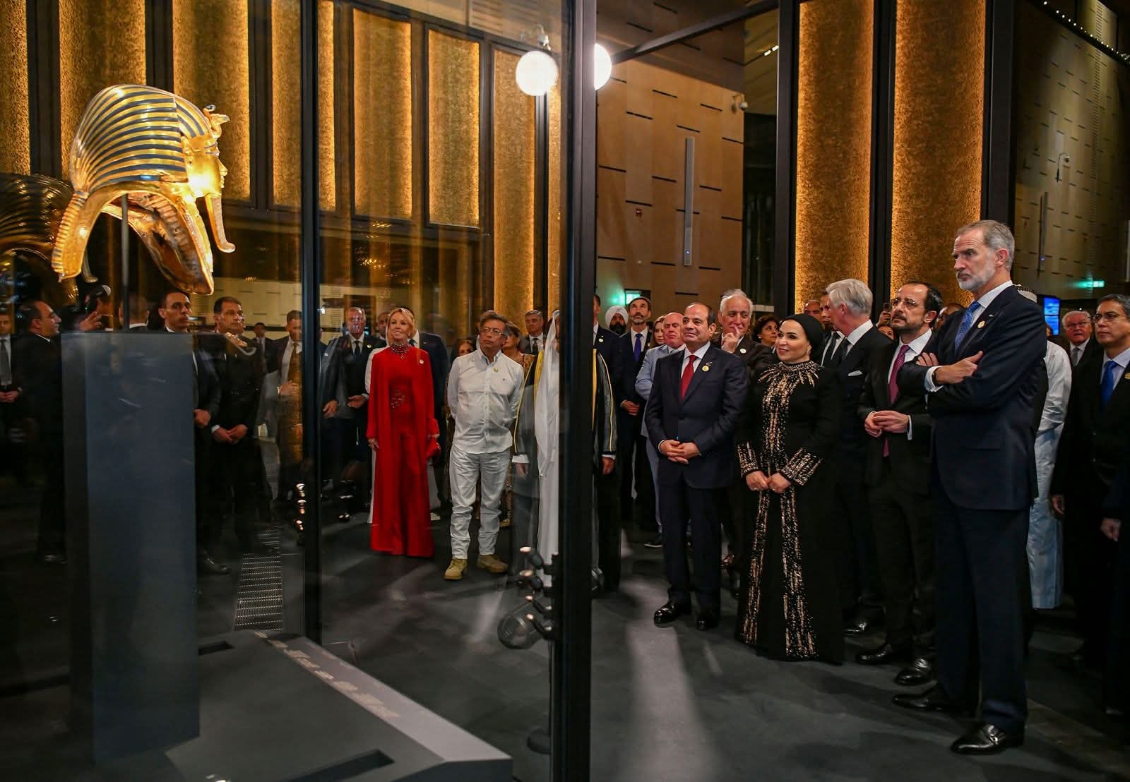Golden mask of Tutankhamun displayed at the Grand Egyptian Museum
