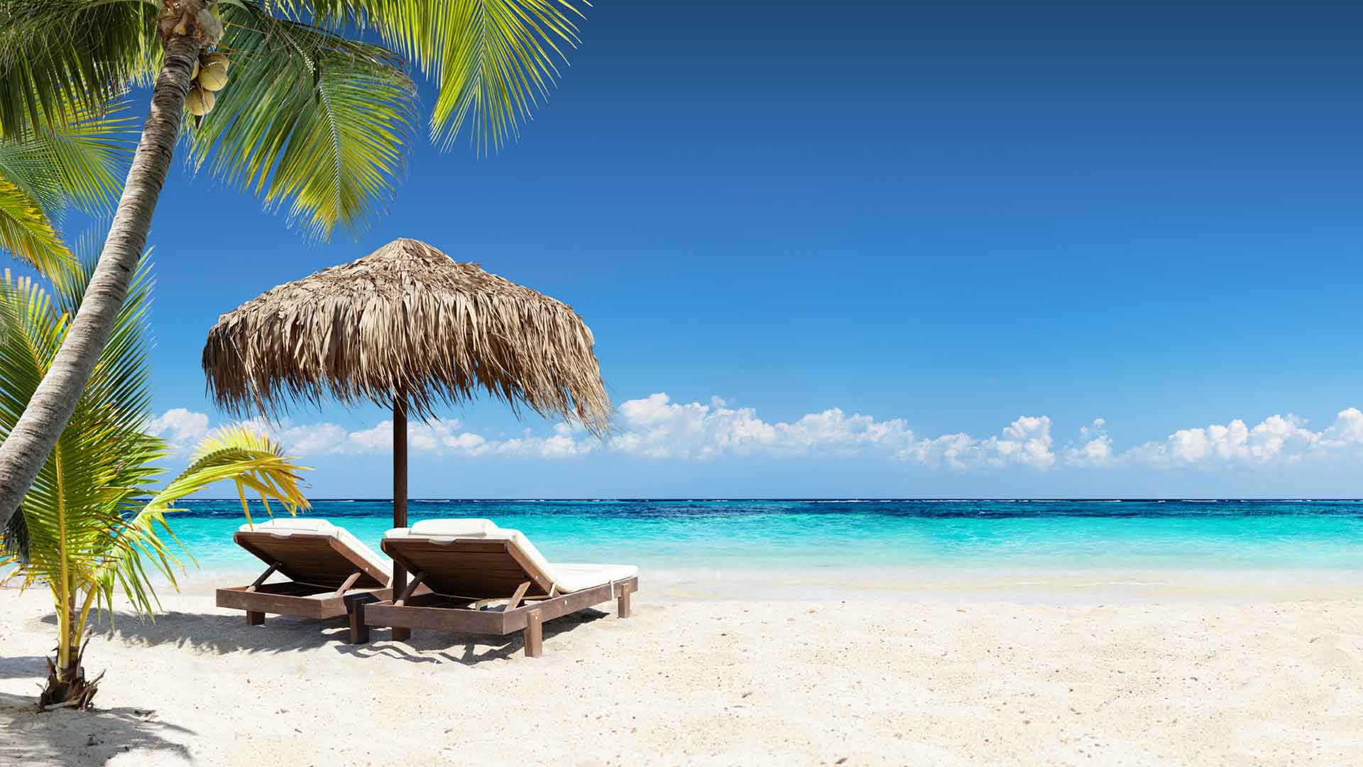 Beach umbrellas on the Red Sea at Hurghada